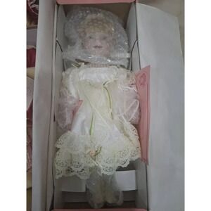 Vintage Design Debut Collectible Porcelain Dolls in White Dress